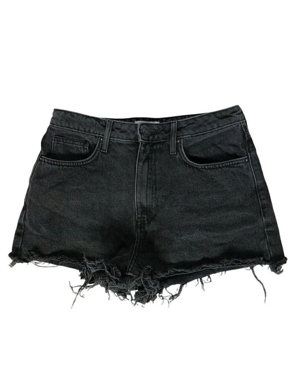 Forever 21 Black Denim Booty Shorts Size 28 Raw Hem